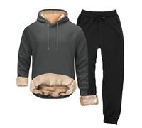 Tuta da uomo in pile con cappuccio, set completo in lana di agnello, pantaloni spessi e caldi, tuta con cappuccio e pantaloni della tuta, vestibilità comoda, taglia M-5XL, Grigio scuro, M