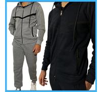Tuta da uomo invernale felpata completa sportiva ginnastica palestra nera grigia