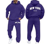 Tuta Da Uomo Invernale Ginnastica Set Tracksuit Felpa sportiva moderna uomo/completo sportivo Slim Fit Tinta Unita Felpe con Cappuccio e Pantaloni per il tempo libero,