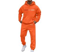 Tuta da uomo moderna per il tempo libero per l'autunno e l'inverno. Design alla moda Loose Fit con stampa a lettere per un elegante comfort gilet con tasca interna, Colore: arancione., 3XL