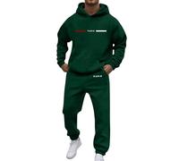 Tuta da uomo moderna per il tempo libero per l'autunno e l'inverno. Design alla moda Loose Fit con stampa a lettere per un elegante comfort gilet con tasca interna, Verde scuro, 3XL