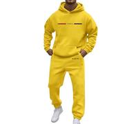 Tuta da uomo moderna per il tempo libero per l'autunno e l'inverno. Design alla moda Loose Fit con stampa a lettere per un elegante comfort gilet con tasca interna, giallo., S