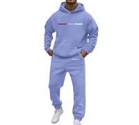 Tuta da uomo moderna per il tempo libero per l'autunno e l'inverno. Design alla moda Loose Fit con stampa a lettere per un elegante comfort gilet con tasca interna, Blu 1, M