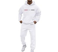 Tuta da uomo moderna per il tempo libero per l'autunno e l'inverno. Design alla moda Loose Fit con stampa a lettere per un elegante comfort gilet con tasca interna, bianco, XL