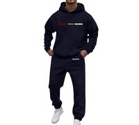 Tuta da uomo moderna per il tempo libero per l'autunno e l'inverno. Design alla moda Loose Fit con stampa a lettere per un elegante comfort gilet con tasca interna, Blu marino, M