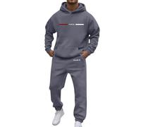 Tuta da uomo moderna per il tempo libero per l'autunno e l'inverno. Design alla moda Loose Fit con stampa a lettere per un elegante comfort gilet con tasca interna, grigio., 3XL
