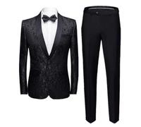 Tuta da uomo per banchetto d'affari, 2 pezzi, giacca e pantaloni da matrimonio, prestazioni da palcoscenico, slim, Nero , L