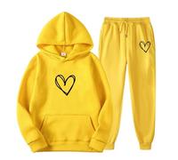 Tuta da uomo Set completo a maniche lunghe casual con cappuccio felpe e pantaloni da jogging con stampa elettrocardiogramma 2 pezzi sport corsa tempo libero felpa con cappuccio pantaloni della tuta