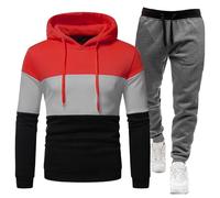 Tuta da uomo, set completo con felpa con cappuccio a maniche lunghe e pantaloni della tuta, set sportivo da uomo, pantaloni sportivi e felpa con cappuccio UK Top Bottoms Fashion Sportswear, Rosso, M