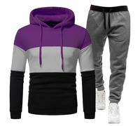 Tuta da uomo, set completo con felpa con cappuccio a maniche lunghe e pantaloni della tuta, set sportivo da uomo, pantaloni sportivi e felpa con cappuccio UK Top Bottoms Fashion Sportswear, Viola, 3XL
