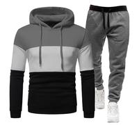 Tuta da uomo, set completo con felpa con cappuccio a maniche lunghe e pantaloni della tuta, set sportivo da uomo, pantaloni sportivi e felpa con cappuccio UK Top Bottoms Fashion Sportswear, Grigio
