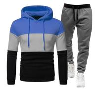 Tuta da uomo, set completo con felpa con cappuccio a maniche lunghe e pantaloni della tuta, set sportivo da uomo, pantaloni sportivi e felpa con cappuccio UK Top Bottoms Fashion Sportswear, Blu, XXL