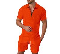 Tuta da uomo, slim fit, abbigliamento quotidiano, traspirante, per la primavera, l'estate, la combinazione con le scarpe, Colore: arancione., L