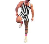 Tuta da wrestling da uomo, per sport, atletica, uniforme, con blocco di colore, per allenamento, leotard, a strisce, taglia unica, leggera, per lo sport, Nero , XXXL