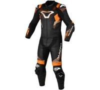 Macna Armadyl Tuta in pelle da moto a due pezzi traforata, nero-bianco-arancione, taglia 46 per maschi