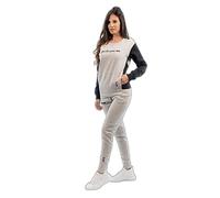 TUTA DONNA 102 G/COLLO CON TASCHE IN FELPA GRIGIO CHIARO/NERO Tg. XS