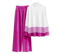 Tuta Donna 2 Pezzi Casual Elegante Maniche Lunghe con Girocollo e Pantaloni Larghi a Gamba Larga con Tasche Pullover Top Completi Tuta Sportiva Set per la Casa da Jogging Autunnale Invernale