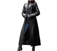 Tuta Donna Colletto Tinta Unita Bottone Finta Pelle Tinta Unita Cappotto Lungo Cappotto Sottile Maniche Lunghe Trench