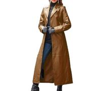 Tuta Donna Colletto Tinta Unita Bottone Finta Pelle Tinta Unita Cappotto Lungo Cappotto Sottile Maniche Lunghe Trench