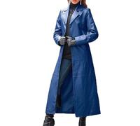Tuta Donna Colletto Tinta Unita Bottone Finta Pelle Tinta Unita Cappotto Lungo Cappotto Sottile Maniche Lunghe Trench