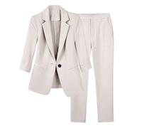 Tuta Donna Completa 2 Pezzi Autunnale Complete da Cerimonia Maniche Lunghe Tinta Unita Tute Suit Curvy Completi Casual Ufficio Lavoro Business Set