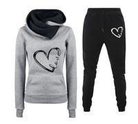 Tuta Donna Completa Elegante Comoda Set di Abbigliamento Sportivo Completo Palestra Casual Maniche Lunghe Felpa con Cappuccio e Pantaloni Jogging Tuta Sportiva Set da Casa Autunno Invernale Tracksuit