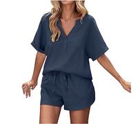 Tuta Donna Completa Estiva Casual Tute T-Shirt +Pantaloni Corti Maglietta + Pantaloncini Tinta Unita Corto Moda Streetwear Outfit Set Casual Chic Set Shorts Tute Eleganti da Donna Cerimonia Curvy