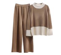 Tuta Donna Completo Elegante Comode 2 Pezzi Casual Sportiva Tute da Ginnastica Tailleur Girocollo Maglia a Maniche Lunghe e Pantaloni a Gamba Larga Autunnale Invernale Completi Per La Casa Sportivo