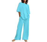 Tuta Donna Completo Offerta Cotone e Lino Due Pezzi Tuta Estiva Casual da Donna Completo Elegante Larghi Completo Estivo Taglie Forti Casual Tuta Comodo Lino Set Completi Sportivo 2 Pezzi