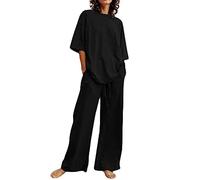 Tuta Donna Completo Offerta Cotone e Lino Due Pezzi Tuta Estiva Casual da Donna Completo Elegante Larghi Completo Estivo Taglie Forti Casual Tuta Comodo Lino Set Completi Sportivo 2 Pezzi
