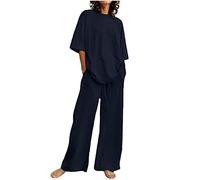 Tuta Donna Completo Offerta Cotone e Lino Due Pezzi Tuta Estiva Casual da Donna Completo Elegante Larghi Completo Estivo Taglie Forti Casual Tuta Comodo Lino Set Completi Sportivo 2 Pezzi