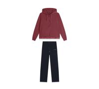 Freddy Tuta donna con zip, cappuccio e dettagli floreali J.Red-Allover Leaves Red-Blue Donna Small