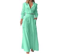 Tuta Donna Curvy Taglie Forti Comodi Pantalone E Camicia Maniche Lunghe Due Pezzi Completa Leggera Elegante Set Coordinato Sportiva Offerta Cerimonia Completi Moda Saldi Abbigliamento Donna Primavera