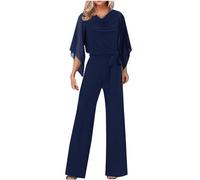 Tuta Donna Due Pezzi Elegante Vita Alta a Gamba Larga - Moda Trasparente Stampa Suit Cerimonia Curvy Jumpsuit