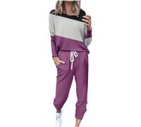 Tuta Donna Elegante 2 Pezzi - Tute da Ginnastica Set Pullover + Pantaloni Fitness Tute Sportive da Passeggio Primavera Moda Tuta Taglie Forti Tuta da Ginnastica Jogging, Tempo Libero
