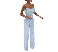 Tuta Donna Elegante Cerimonia Jumpsuit Estiva Eleganti Pantalone Monopezzi e tutine Lunghe 2024 a Gamba Larga Lunghe Vita Alta Tailleur Intera Push Up Senza Maniche Playsuit Da Sera
