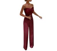 Tuta Donna Elegante Cerimonia Jumpsuit Estiva Eleganti Pantalone Monopezzi e tutine Lunghe 2024 a Gamba Larga Lunghe Vita Alta Tailleur Intera Push Up Senza Maniche Playsuit Da Sera