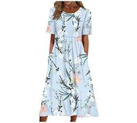 Tuta Donna Elegante Cerimonia Sexy Etnico Casual Milkmaid Stampa Indiana Vestito Fiori Estate Forti Vestiti da Cerimonia Corti Shopping Online Tropicale Abito Corto Donna Elegante Blu Cielo 3XL