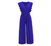 Tuta Donna Elegante da Cerimonia, Jumpsuit Donna Matrimonio, Elegante Girocollo Tuta Intera Maniche Corte Estiva Pagliaccetti Lungo a Gamba Larga Monopezzi E Tutine Completi Eleganti Overall Rompers