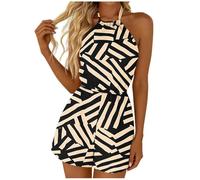 Tuta Donna Intera Tuta Intera,con Stampa Floreale Scollo a V Vita Elasticizzata Senza Maniche Ideale per Un Outfit Estivo Casual