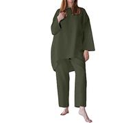 Tuta Donna Invernale - Tuta Larga Oversize Tuta Donna Due Pezzi Sportive 2 Pezzi Tute Casa Cotone Completo Palestra Felpa Vita Alta Completo Y2K a Maglia Set Oversize Casual e Morbido Streetwearl