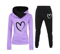 Tuta Donna Sportiva Completa 2 Pezzi Cotone Elegante Fitness felpa con cappuccio a maniche lunghe Pantaloni Vita Alta Ginnastica Workout Outfit Tute Casual Leggera