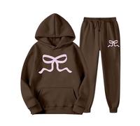 Tuta Donna Sportiva Completa 2 Pezzi Tute da Ginnastica Elegante Invernale con Cappuccio Set Pullover Felpa Senza E Jogging Pantaloni Workout Fitness Outfit Taglie Forti