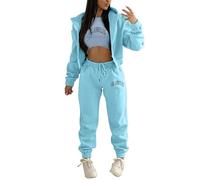Tuta Donna Sportiva Completa Autunno Inverno Tute da Ginnastica Elegante Invernale con Cappuccio 2 Pezzi Set Pullover Felpa Senza E Jogging Pantaloni Casa Curvy Casual Leggera