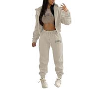 Tuta Donna Sportiva Completa Autunno Inverno Tute da Ginnastica Elegante Invernale con Cappuccio 2 Pezzi Set Pullover Felpa Senza E Jogging Pantaloni Casa Curvy Casual Leggera