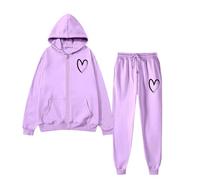 Tuta Donna Sportiva Completa Completi Palestra Cotone Elegante Fitness Felpa in Pile Calda Pullover Oversize Pantalone a Gamba Larga Autunno Pantaloni Larghi Felpata Invernale