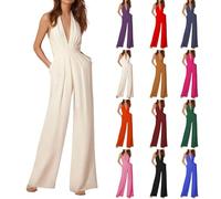 Tuta Elegante Donna Cerimonia Jumpsuit Tutina Tute Larghe a Gamba Larga Tuta Lunga Abito Lungo Elegante Senza Maniche Jumpsuit Spalline Capestro Per Matrimonio, Damigella D'onore, Feste, Pantaloni