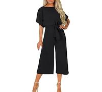 Tuta Elegante Donna Cerimonia Monopezzi E Tutine Da Donna Lunghe a Gamba Larga Pantaloni Tinta Unita Senza Maniche Jumpsuit Retro Con Cintura Jumpsuit Cocktail Overall Cerimonia Con Maniche Corte