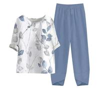 Tuta Elegante Donna con Top a Mezza Manica e Pantaloni Completo Due Pezzi Stampa Floreale Stile Casual Confortevole Primavera Estate Confortevole Fresca e Leggera per Occasioni Speciali Tuta