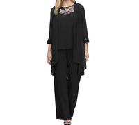 Tuta Elegante Donna Tre Pezzi con Cardigan e Pantaloni in Chiffon Completo Stile Chic Confortevole Matrimoni Eventi Confortevole Raffinata Design Lussuoso e Elegante per Occasioni Speciali Donna